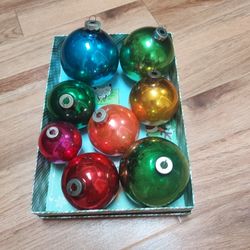 Vintage Ornaments made in The USA. All Round. Assorted Sizes and Colors Most Are Stamped.