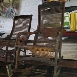 Cane Bentwood Antique Rockers Chairs Furniture For Repair Project