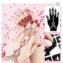 Koogel 18 Sheets Henna Tattoo Stencils, Over100 Designs Temporary Glitter Airbrush Tattoo Stencils Arabian Stickers for Face Hand Paint Body Art
