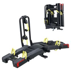 ES214 $220  2 E-Bike Foldable Hitch Mount Rack for 2" Receiver SUV & Trucks, Up to 4'' Fat Tire, Lockable Hitch Racks for E-Bike with Ramp and Wheels,