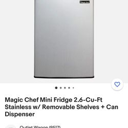 Refrigerator 2.6cu Magic Chef Stainless Steel 