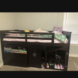 Twin kids bed (desk and dresser attached)
