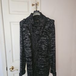 Mens Black Sweater Cardigan Size Xl
