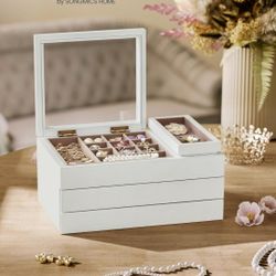 Wooden Jewelry Box with Clear Lid