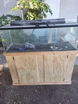 Fish Tank. Unfinished Wood Stand. 48" Wide. 17 1/4 Tall. 15" Deep. Stand Is 32" Tall