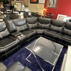 💥AMAZING ,BEUTIFUL Black Air Leather Reversible Sectional Sofa w/ Power & USB 👍FREE FINANCING AVAILABLE 👉 0️⃣ DOWN PAYMENT ❗NO CREDIT CHECK❗ 