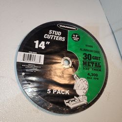 Lot of 5 Warrior 14" Aluminum Oxide Cut-Off Wheels 24 Grit 1" Arbor 3/32" Thick
