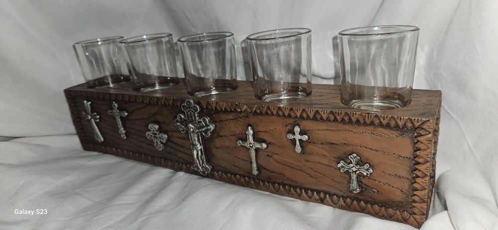 Decorative 5 Votive  Wooden Bar !! $42 OBO !!