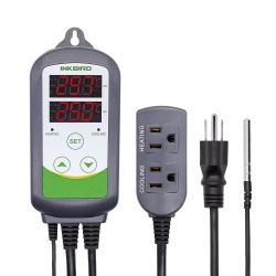 nkbird ITC-308 Digital Temperature Controller Outlet Thermostat 2-Stage 1100W with Sensor Reptile Beer Brewing Kegs Fridge Cured Meat Breeding Growing