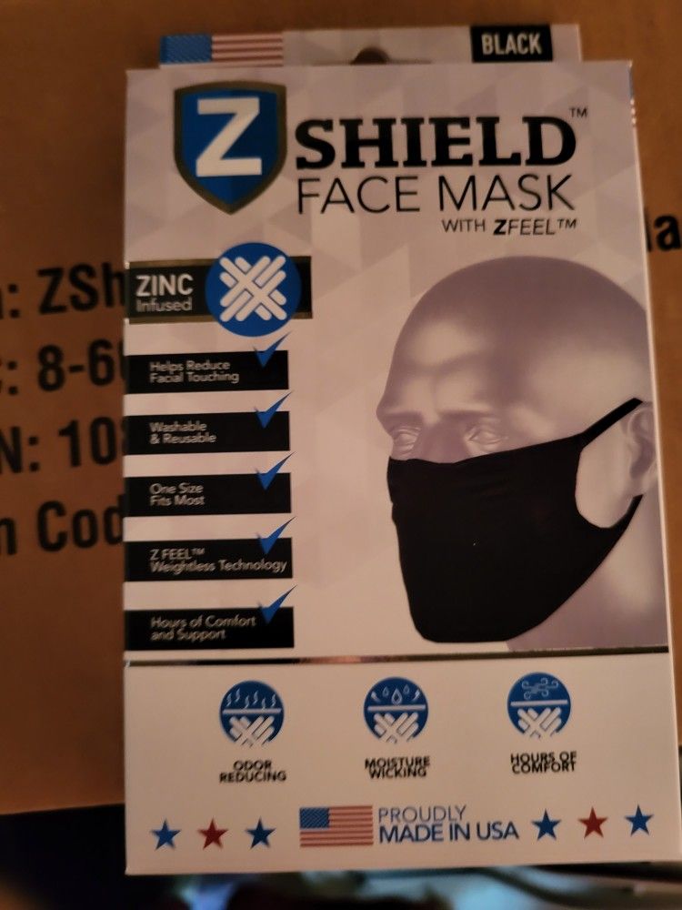 Zshield Masks Black Brand New (12 One Case) Made In USA