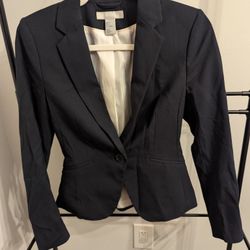 H&M Blazer Navy Blue Fitted Work Formal