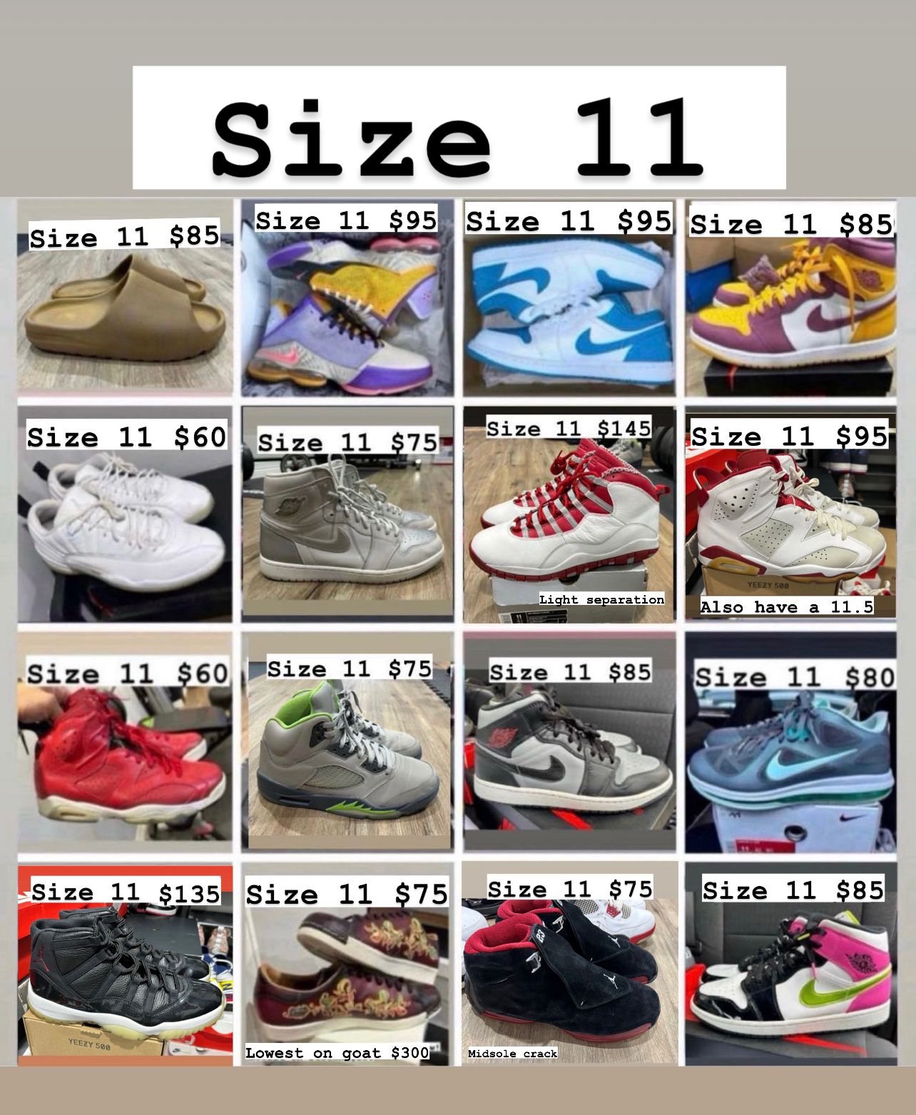 Jordan’s Nikes Adidas Size 11
