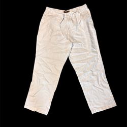 Tasso Ella white relaxed men’s linen pants 