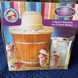 Nostalgia 4-Quart Swirl Cone Ice Cream Maker, Chocolate Brown