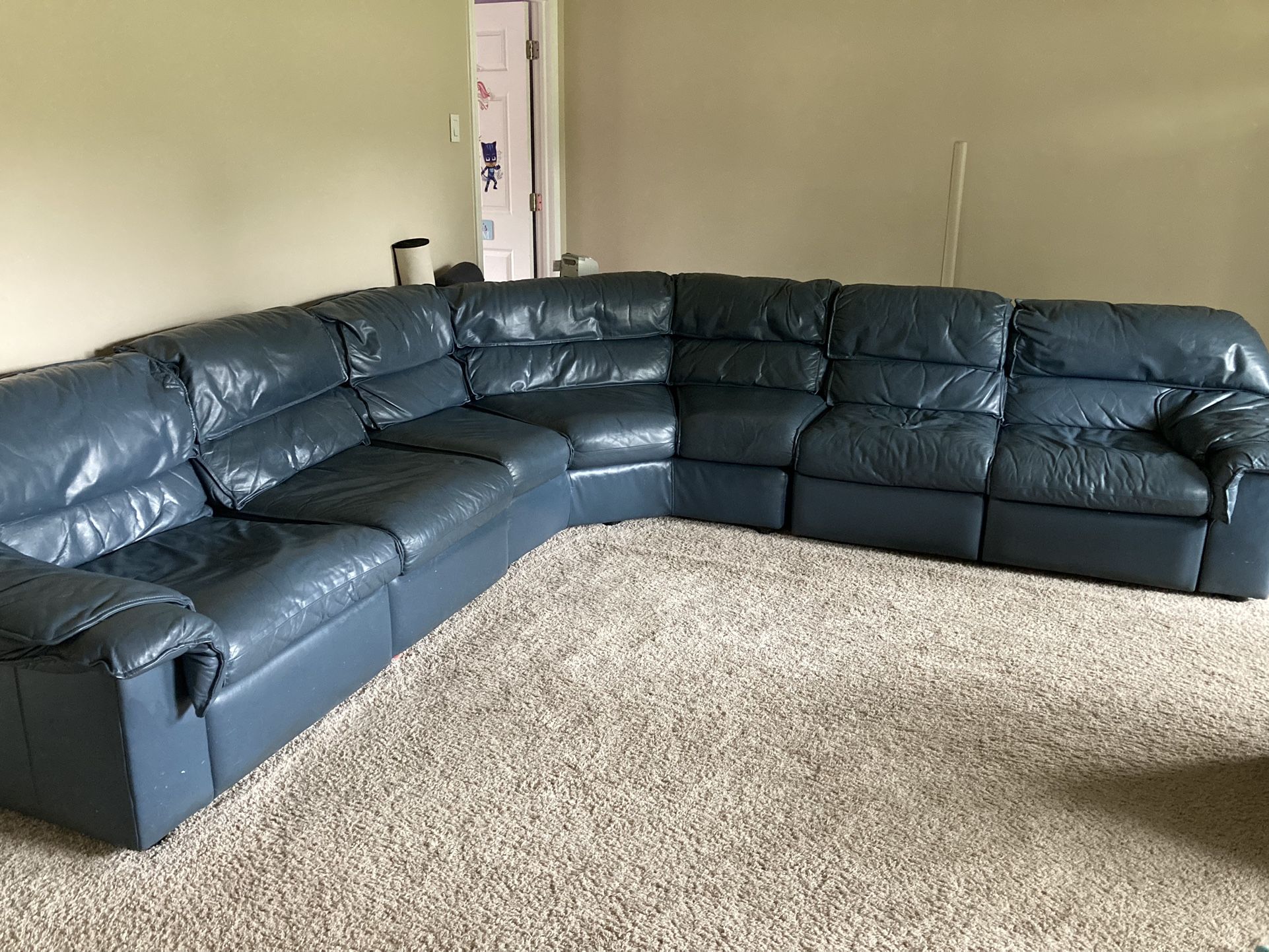Emerson Top Grain Leather 3 Piece Reclining Sectional Couch