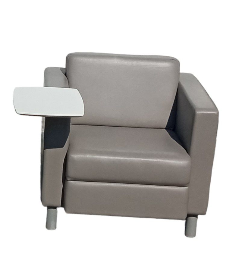 Gray Workstation Lounge Arm Chair with Tablet  Tray Desk  