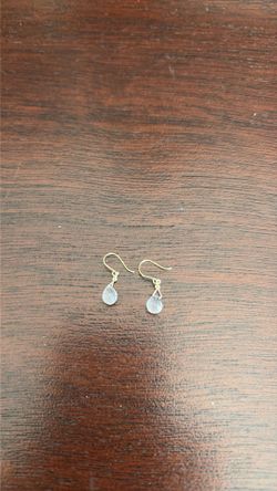 14k gold, clear quartz earring