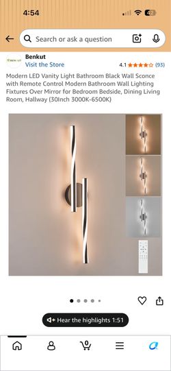 Modern LED Vanity Light Bathroom Wall Sconce with Remote Control  #448