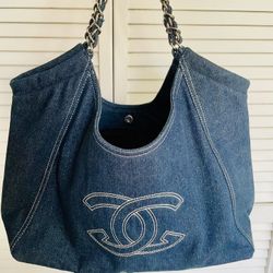 Large Designer Purse / Luxury Denim Handbag - NEW