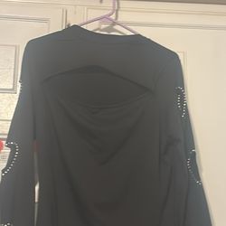 Black top with hearts down sleeve