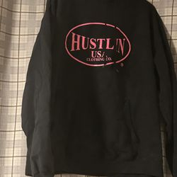 Hustlin black Mens Large (42-44) drawstring hoodie