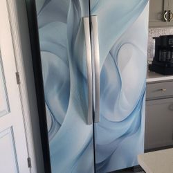 Like New Whirlpool Side By Side Stainless Steel  Refrigerator With Magnetic Covering
