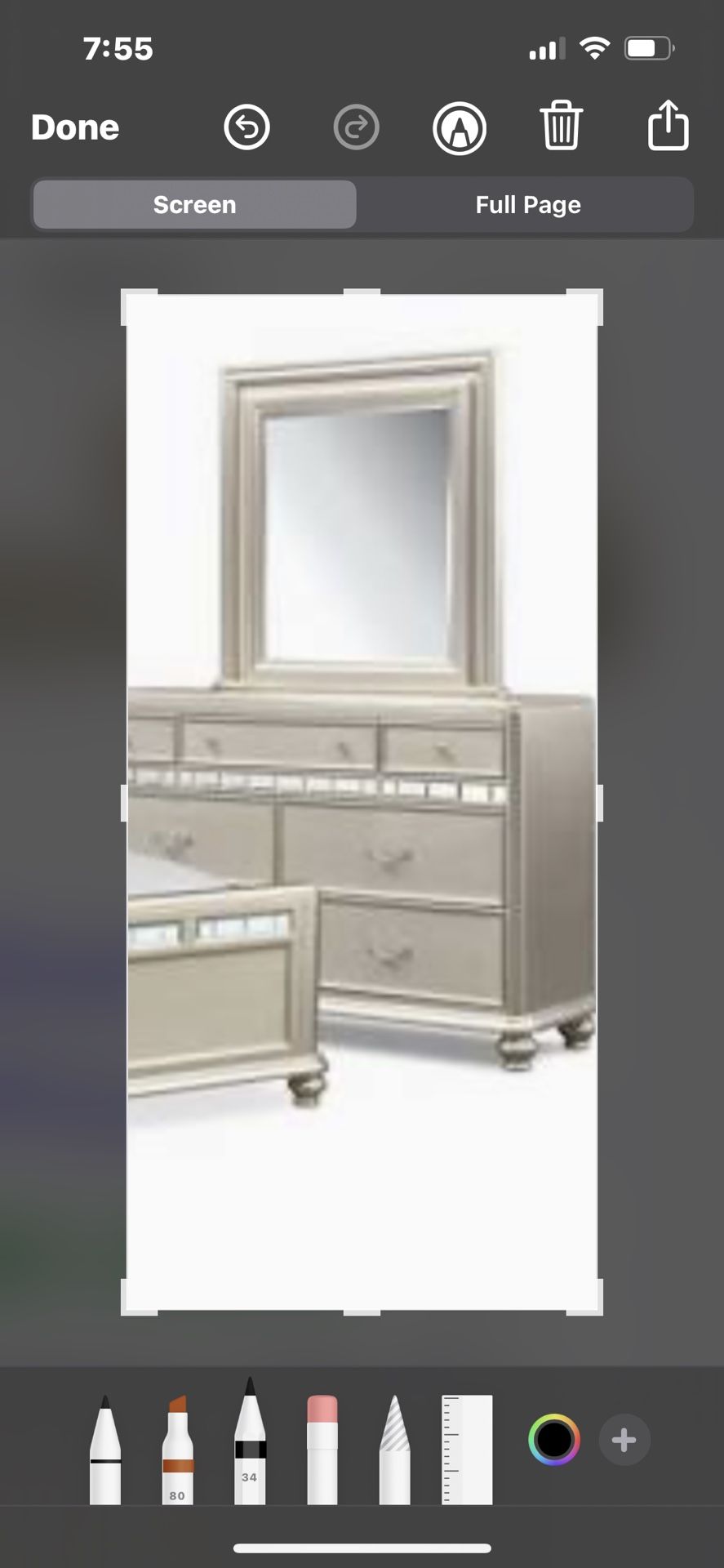 Silver Dresser And Mirror