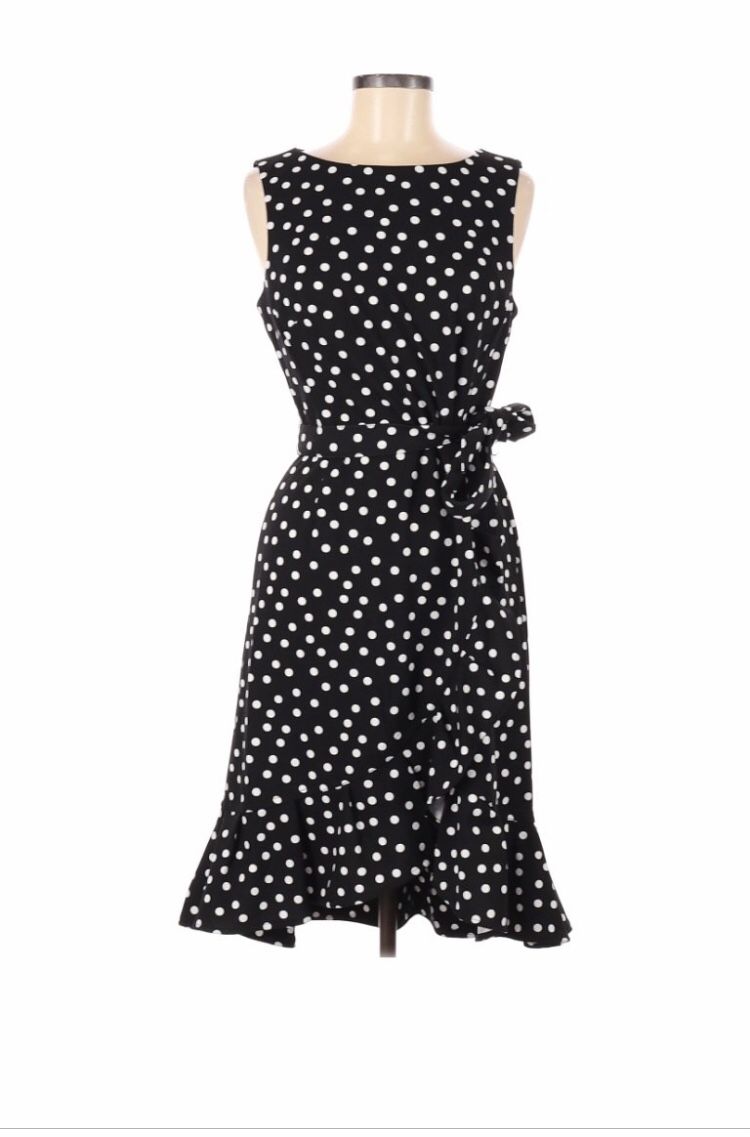 Calvin Klein polka dot black casual Dress size 8 New with tags