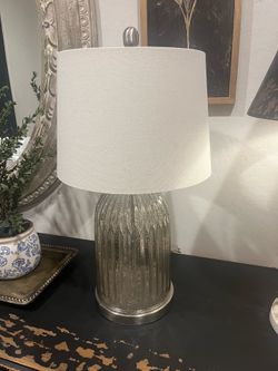 Beautiful mercury, glass lamp with white shade
