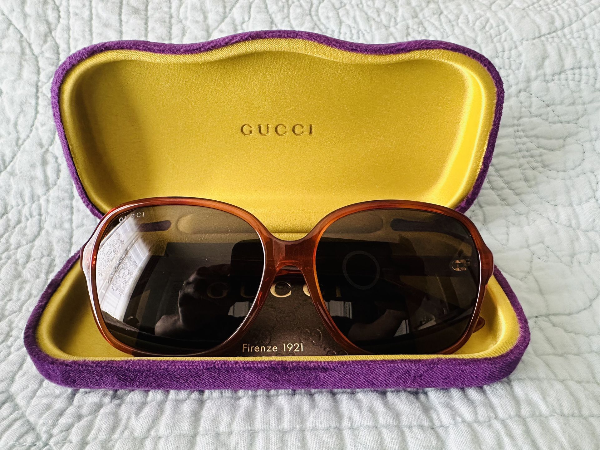 GUCCI Women's Tortoise Acetate Square Sunglasses With GG Logo GG