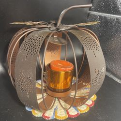 Metal Pumpkin Candle Holder (6.5”)