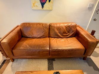 West Elm Dekalb 85" Sofa in Weston Leather, Molasses