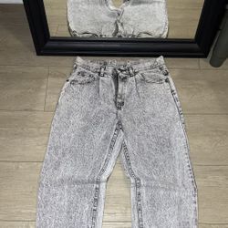 Vintage 1990s Women’s Lee Acid Wash 30 x 30 Black & White Straight Legged Denim Jeans