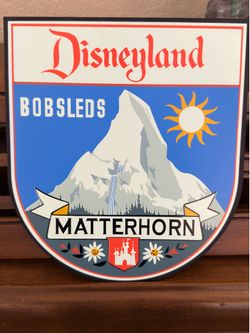 Disneyland 50th Anniversary Matterhorn Bobsleds Metal Shield Sign - LE 1500