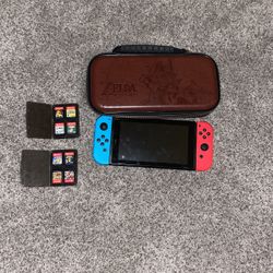 Nintendo Switch With Case And Games