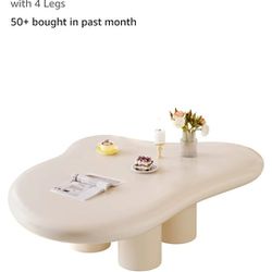 Coffee Table, Cute Coffee Table, Upgraded White Modern Tea Table, Irregular Indoor End Table for Living Room, Free Shape Coffee Table with 4 Legs


