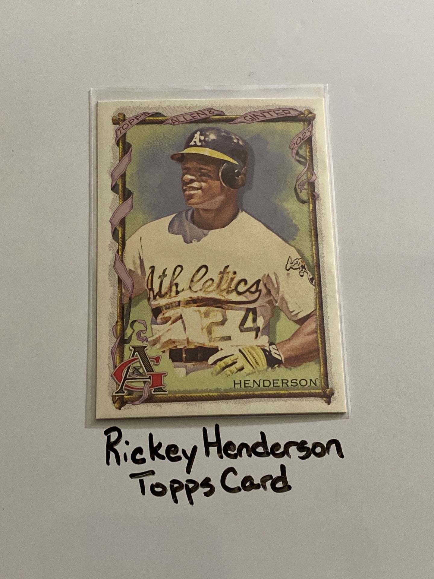 Rickey Henderson Oakland A’s Hall of Fame Outfielder Topps Card. 