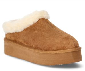 NEW PAWZ BY BEARPAWZ COZY LINED PLATFORM SLIPPERS