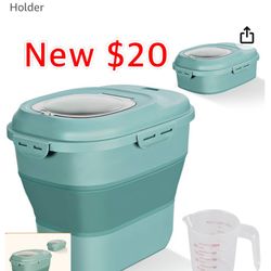 New Food Storage Containers, Collapsible 20 to 50 Lbs Dispenser Bin with Rolling Wheel Airtight Locking Lid$20