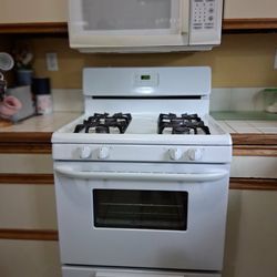 Microwave and stove