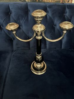 Heavy And Unique Candle Holder Black And Silver 16.5”x 13”