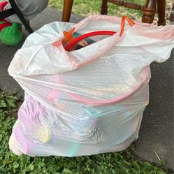 Two Bags Of Toddler Girl Toys And Stuffed Animals 