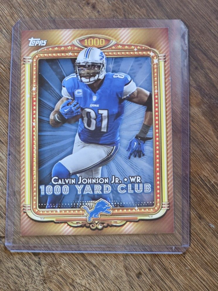 2013 Calvin Johnson Jr. #2 Topps 1000 Yard Club football trading from the Detroit Lions. Mint