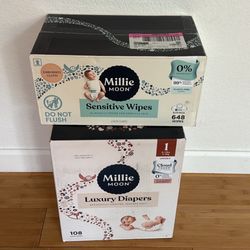 Millie moon diaper size 1 and Millie Moon wipes