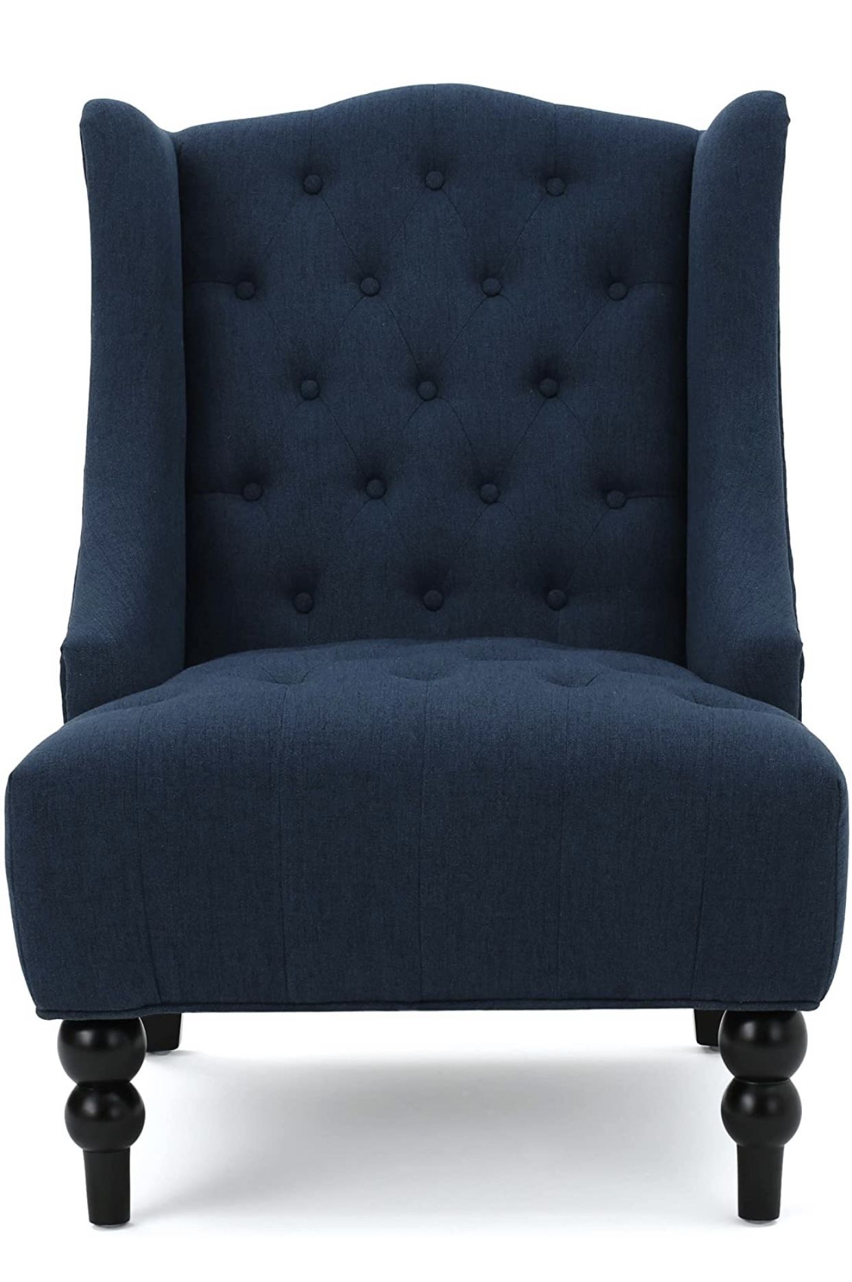 High-Back Fabric Club Chair, Dark Blue