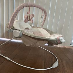 Ingenuity Baby Bouncer Pink/White/Grey Unicorn & Butterfly Detailing 