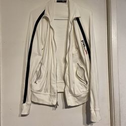 Ralph Lauren Polo Rlx Jacket in White with Black Stripe sleeve Full Zip Medium