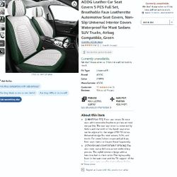 Ioniq 5 Full Seat Covers All Seats Leather Green and White Leather Digital Teal and Center Console