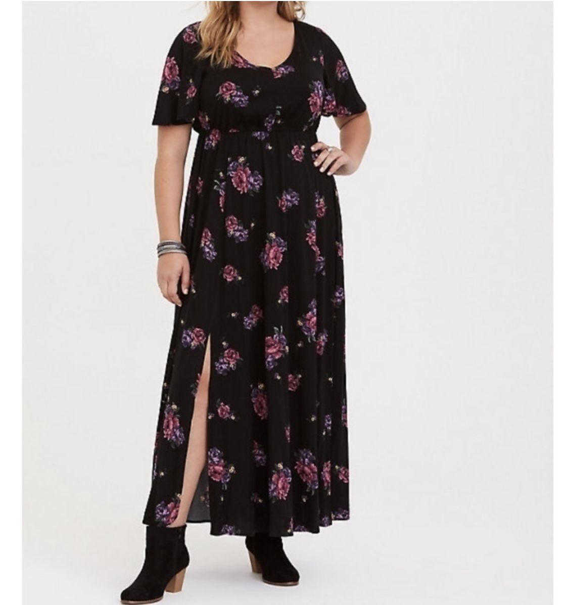 Torrid Black Floral Challis Maxi Dress - Size 2X