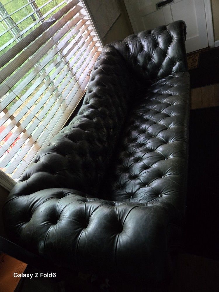 Black Green Leather Couch